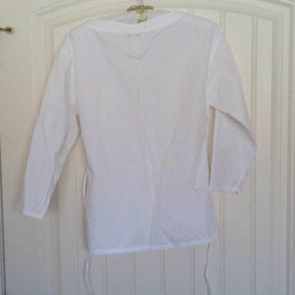 GAP Peplum White TOP with Waist Tie XS (K350) - Picture 2 of 4